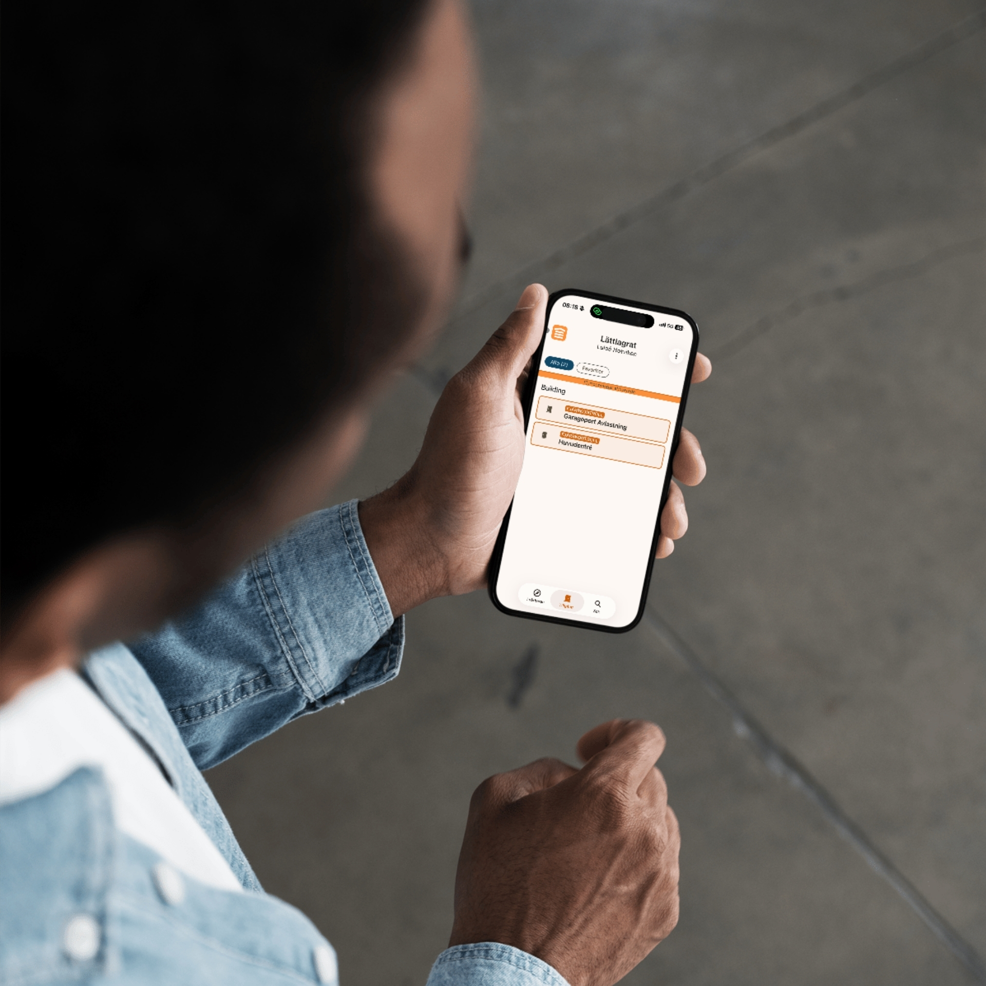Lättlagrats app i mobilen